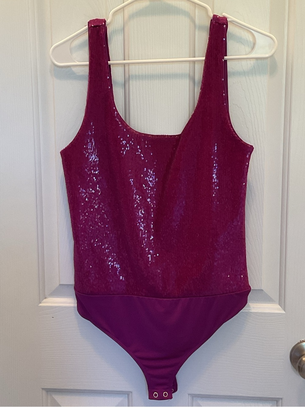 Express Fuchsia Sequin Bodysuit
